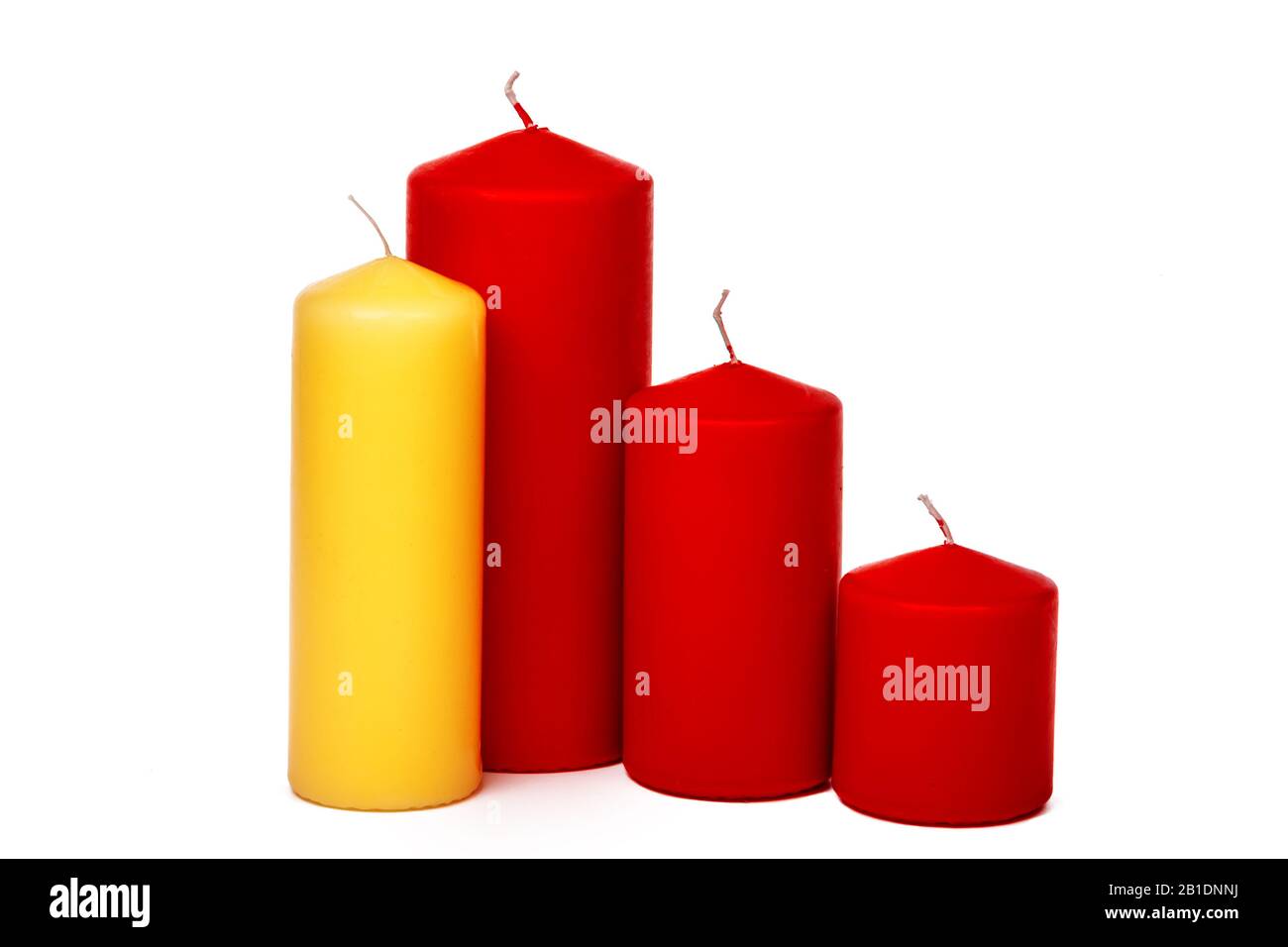 different size and colors candles isolated on a white background Stock Photo Alamy