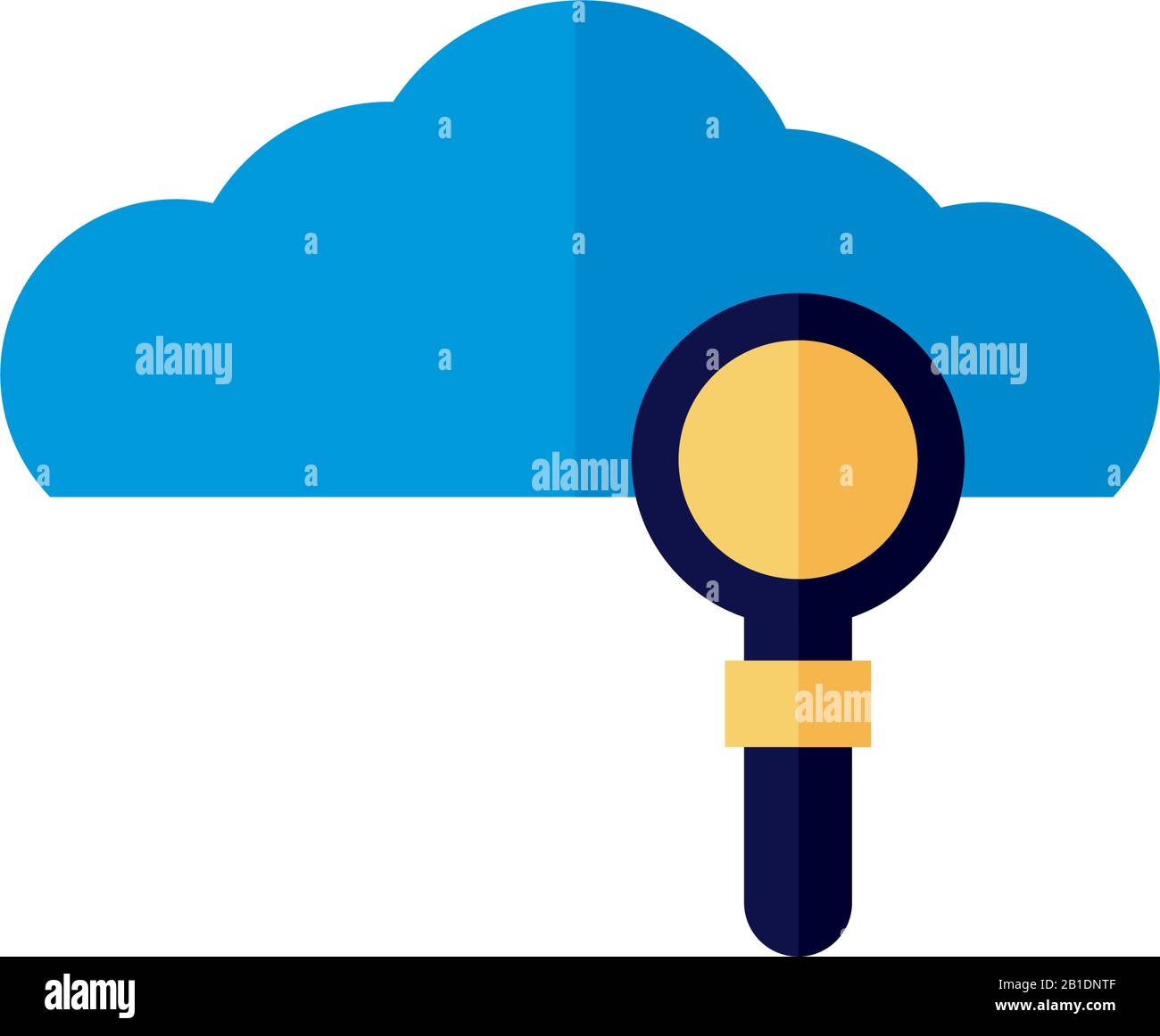 cloud computing with magnifying glass flat style Stock Vector Image ...