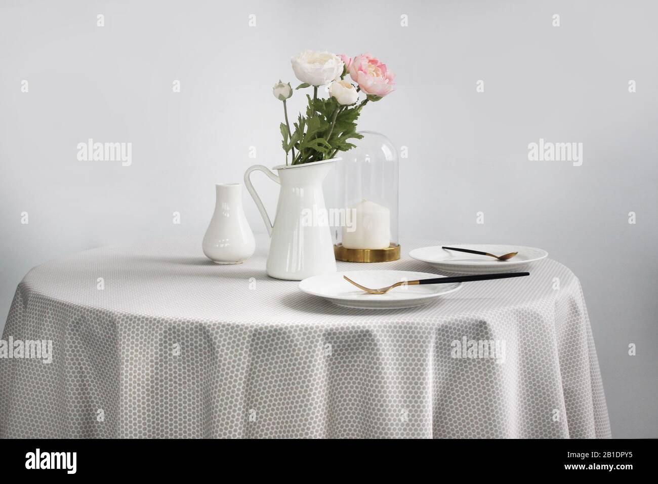 interior closeup, light table in the kitchen with utensils Stock Photo ...