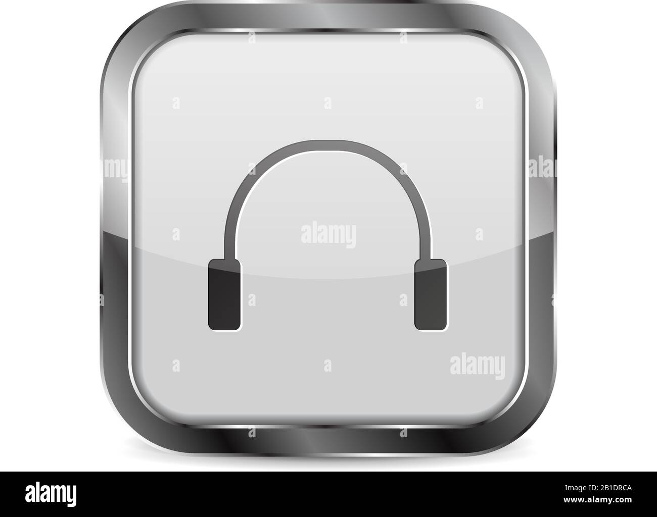 White glass media button. Square headphones sign Stock Vector Image ...