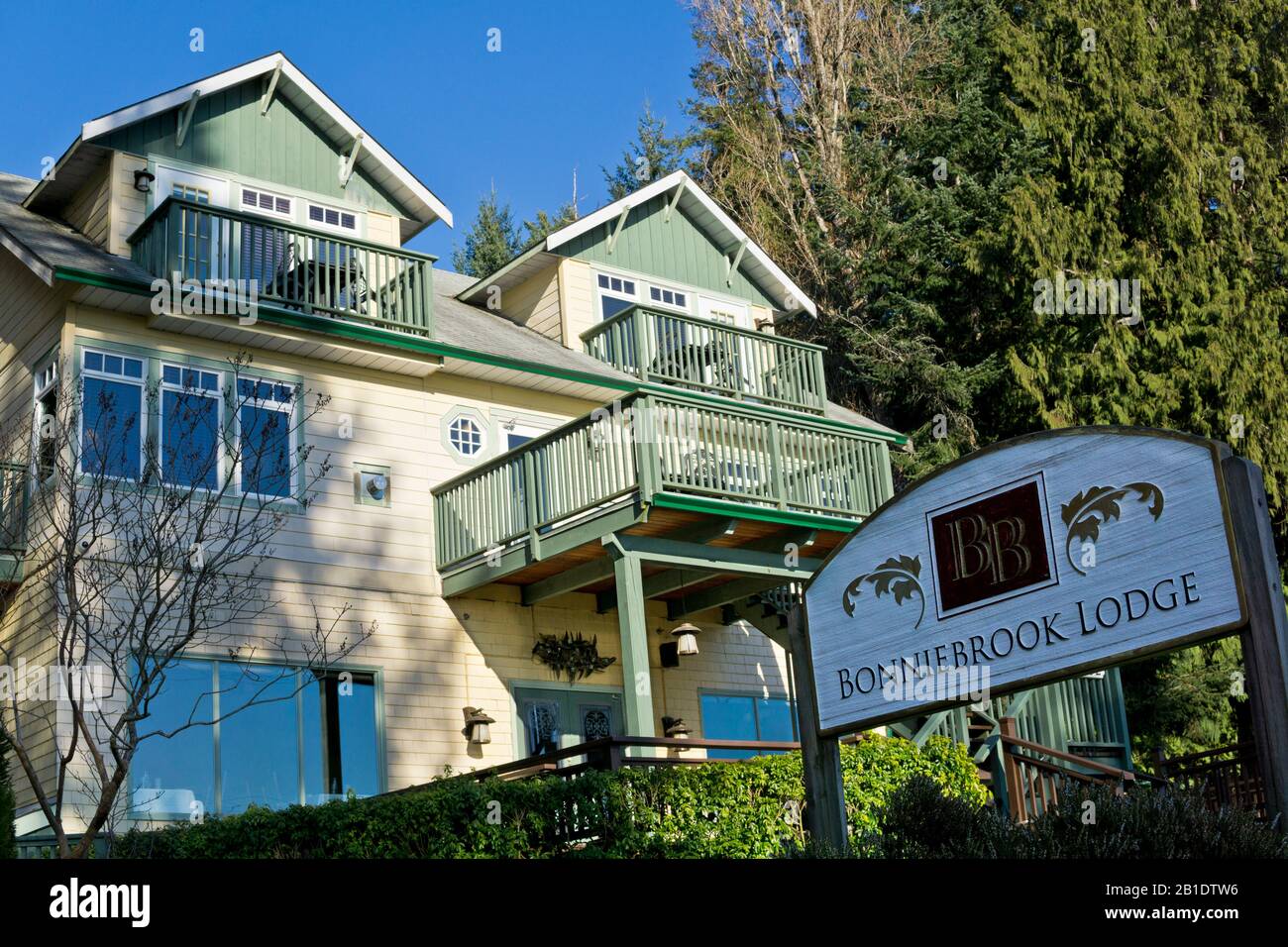 Bonniebrook Lodge in Gibsons, British Columbia, on the Sunshine Coast. Stock Photo