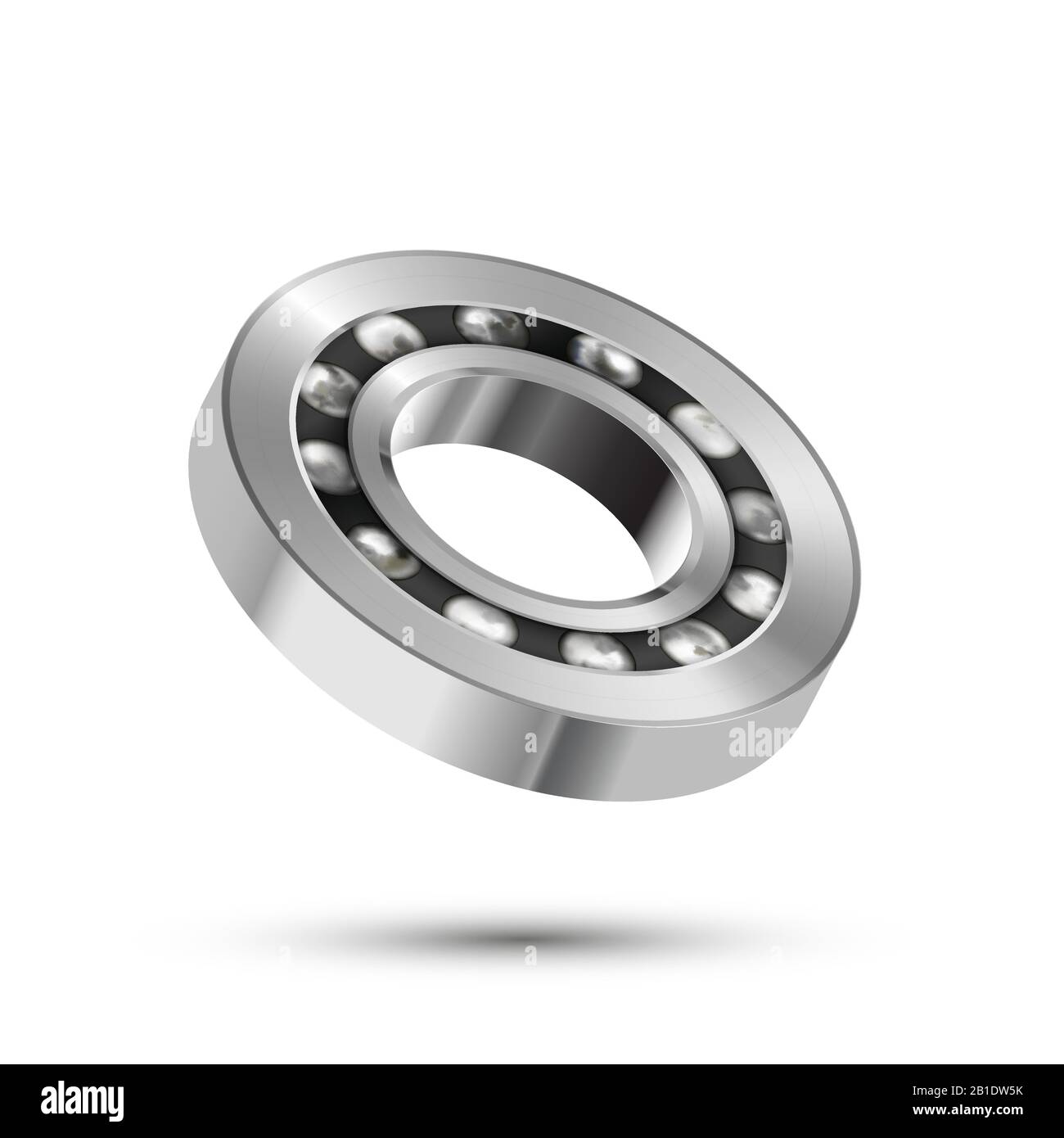 Realistic glossy 3d bearing, detailed mechanism on white Stock Vector