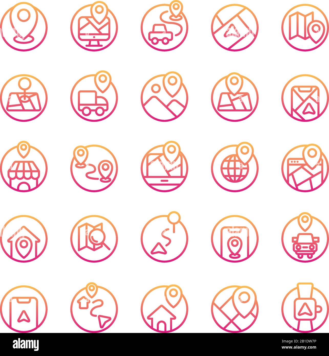 Location and Map gradient icon set. Vector and Illustration Stock ...