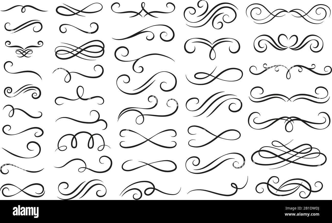 Swirl ornament stroke. Ornamental curls, swirls divider and filigree ...