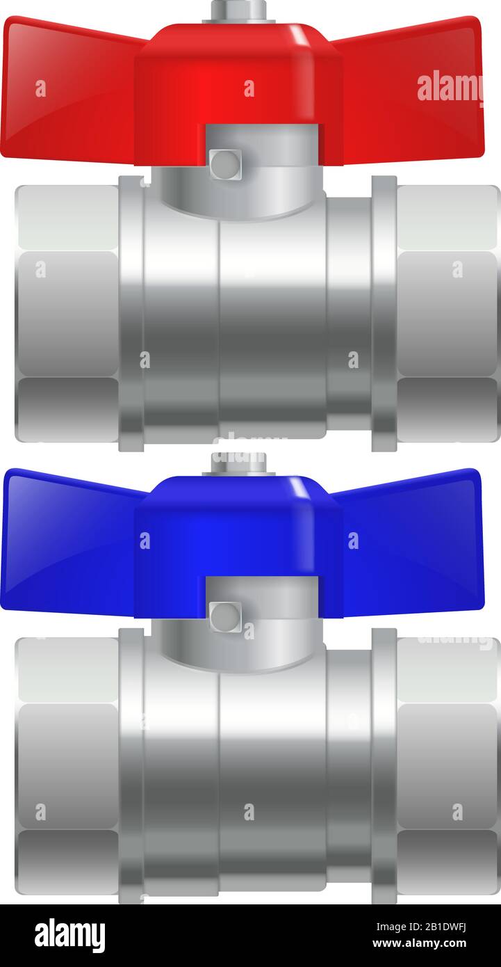 Metal chrome pipe connectors. Water taps Stock Vector