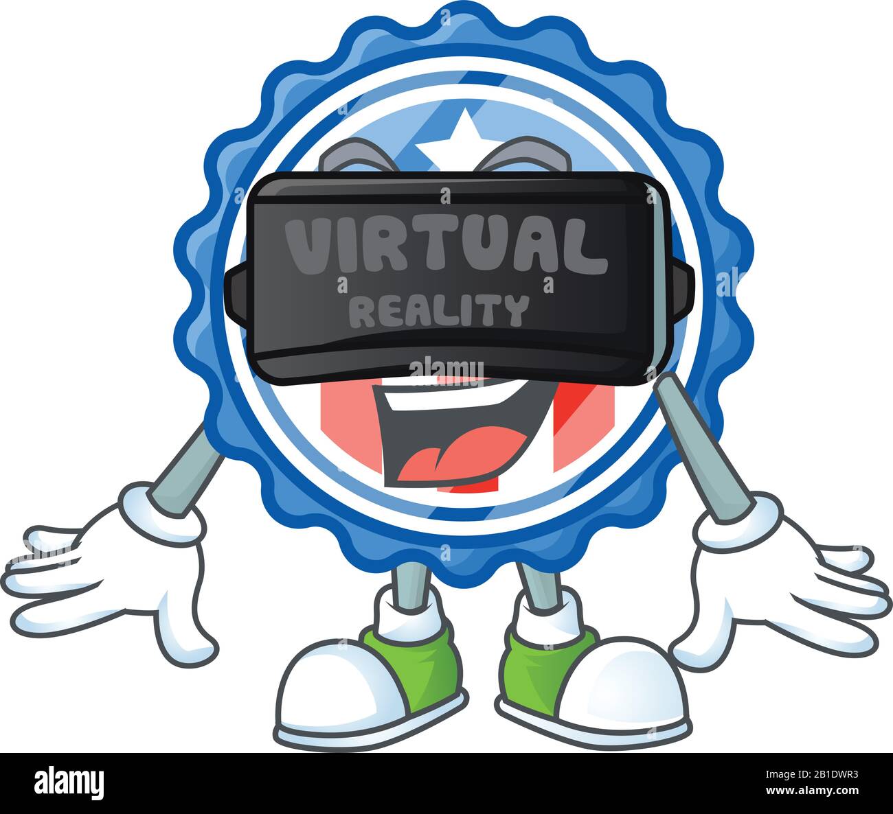 A smart character of circle badges USA with star with Virtual reality ...