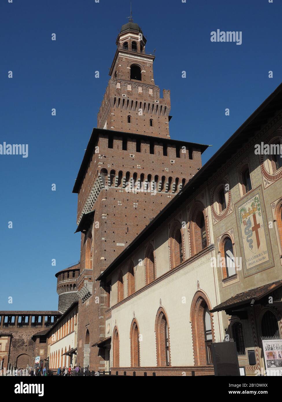 Italy, Lombardy, Milan, Castello Sforzesco (Sforza Castle), built in the 15th century by Duke of Milan Francesco Sforza Stock Photo