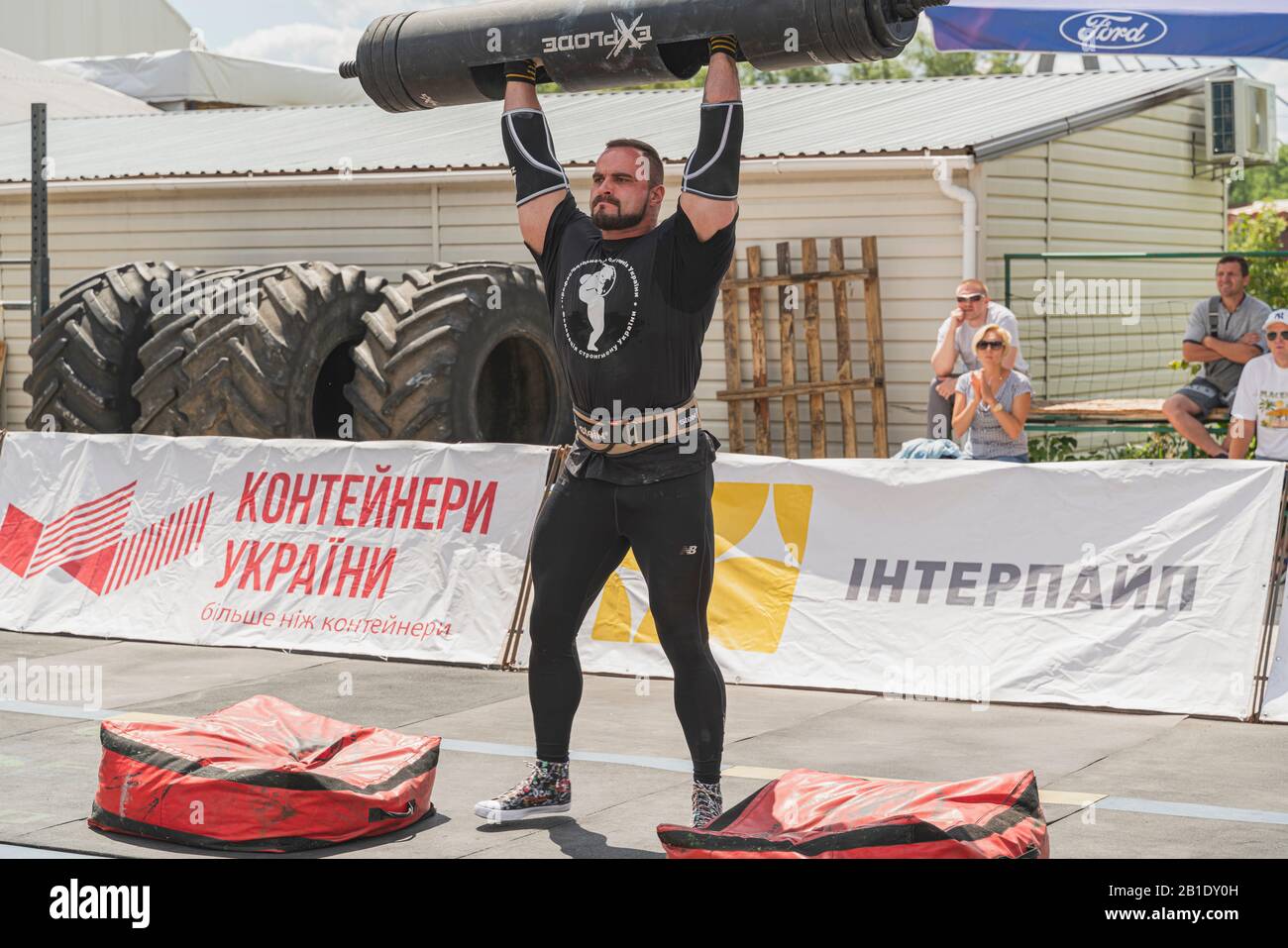 Kiev/Ukraine - 07.06.2019: Strongest man local competition in power athletics, outdoors Stock Photo