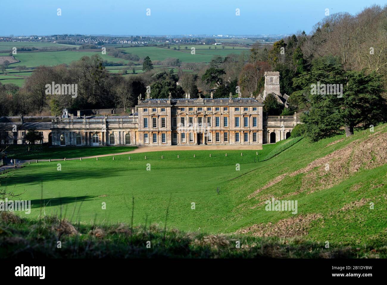 Dyrham Park is a baroque country house in an ancient deer park near the village of Dyrham in South Gloucestershire, England. Stock Photo