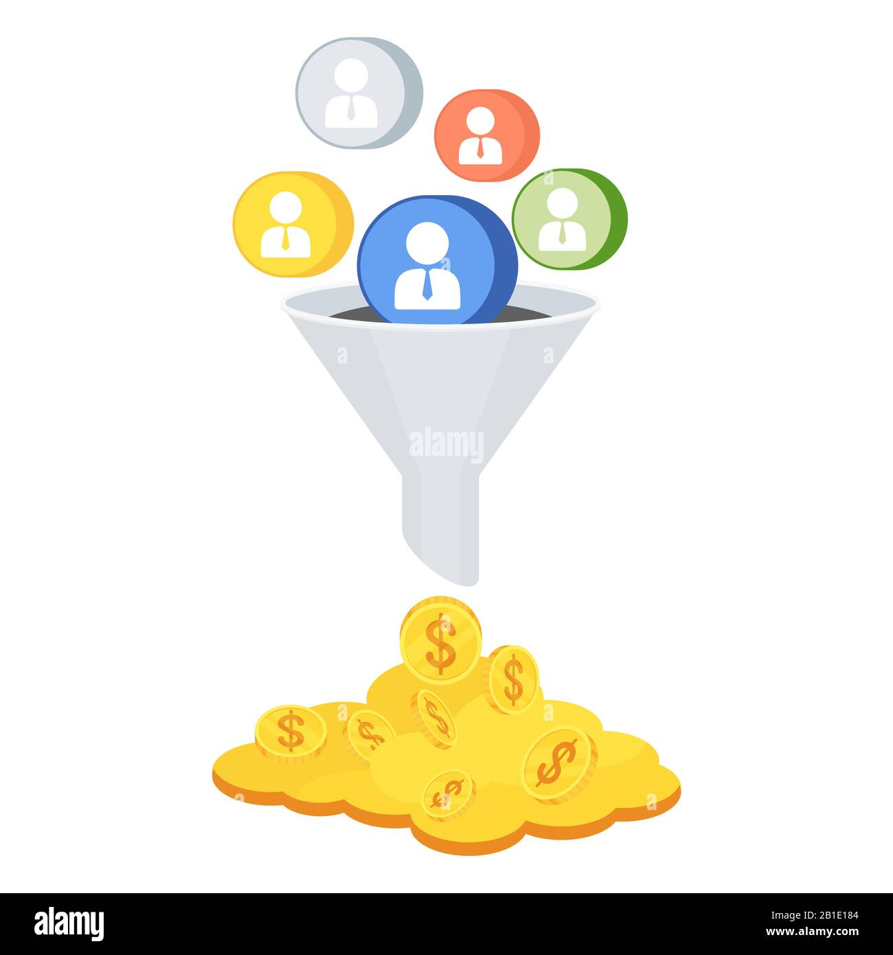 Sales funnel concept. Attracting potential customers. Stock Vector