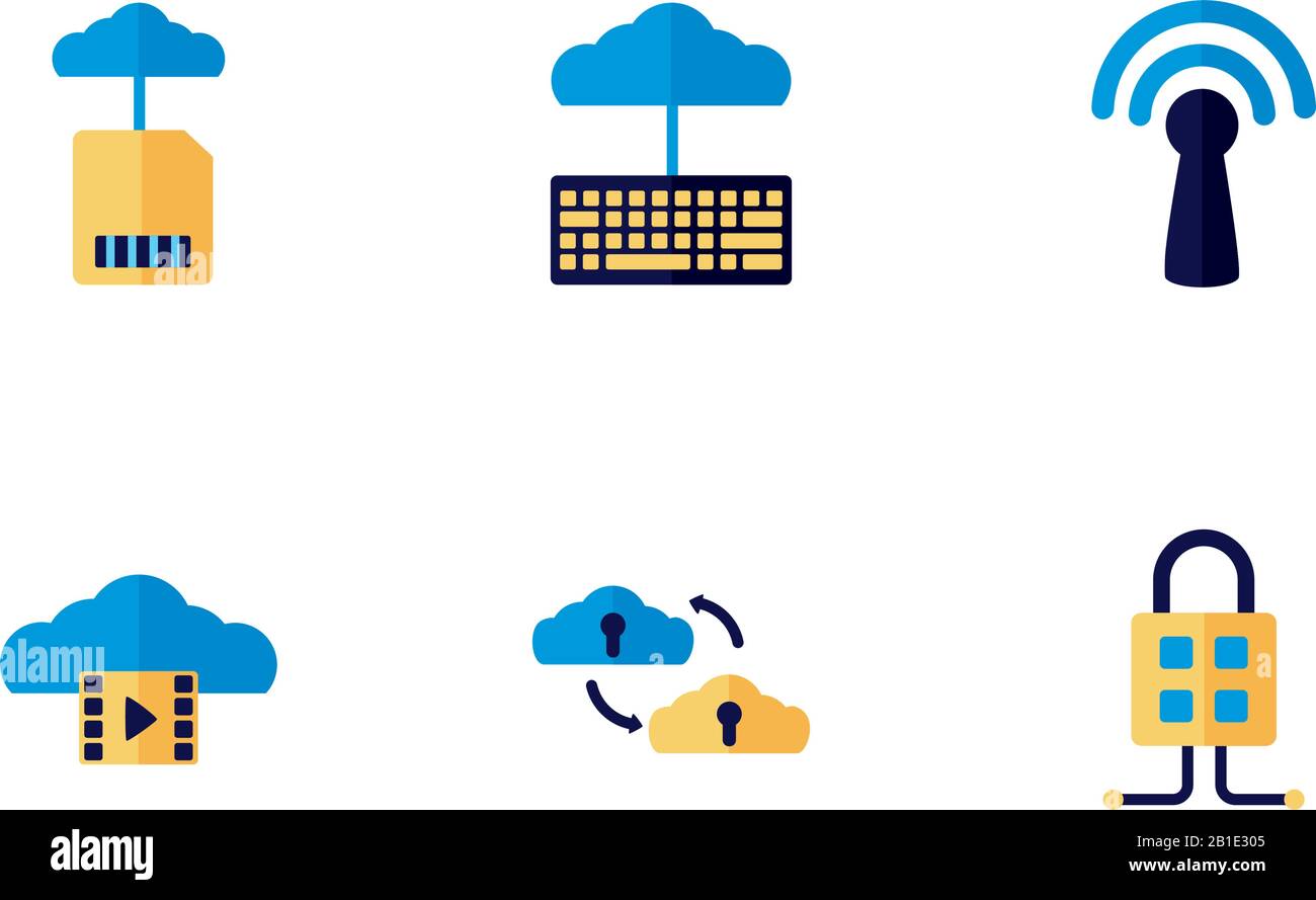 bundle of cloud computing flat style icons Stock Vector Image & Art - Alamy