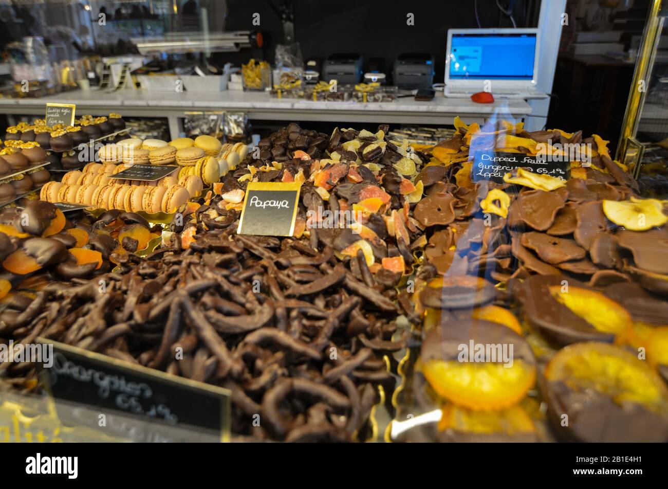 Bruges, flanders belgium. August 2019. The chocolate of this city is a