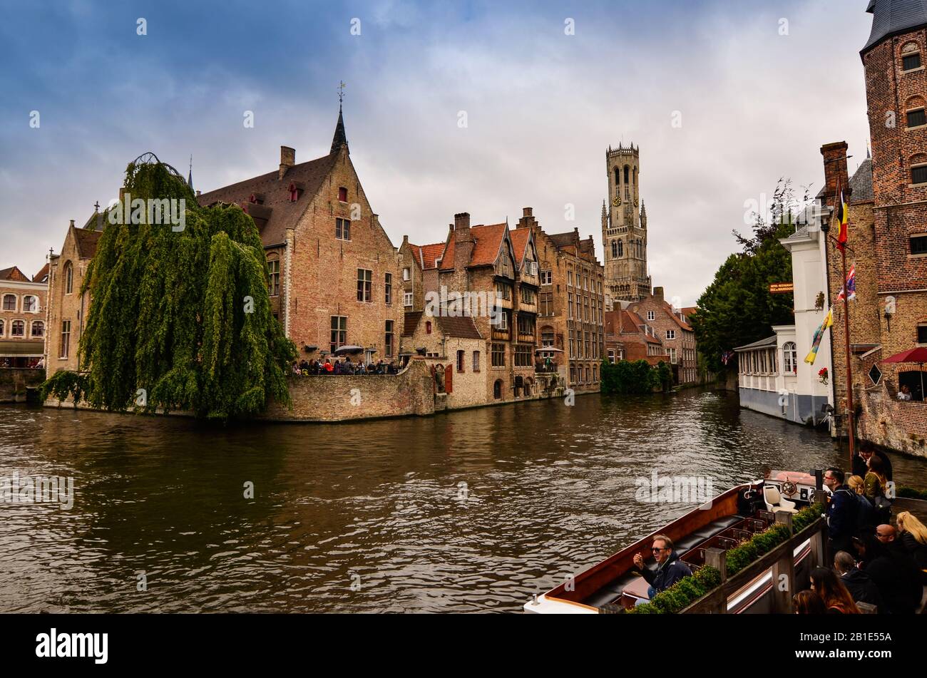 Bruges, flanders belgium.August 2019.Rozenhoedkaai is a landmark of the ...