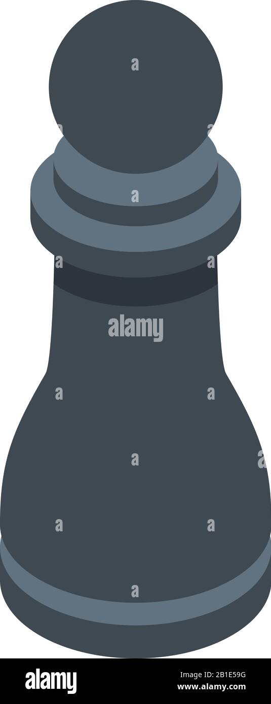 Black pawn icon, isometric style Stock Vector
