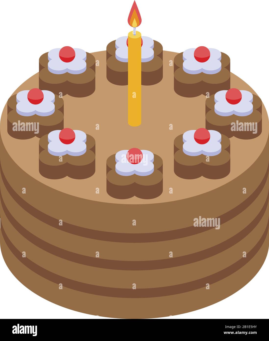 Cake flower birthday icon, isometric style Stock Vector