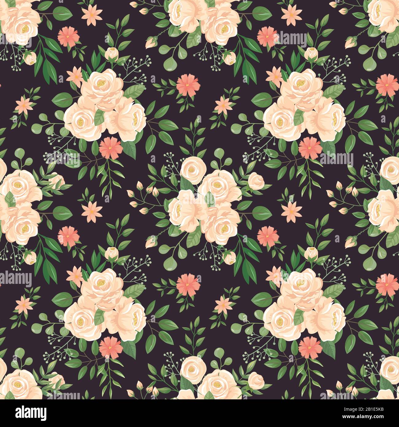https://c8.alamy.com/comp/2B1E5KB/rose-flowers-pattern-roses-black-print-flower-buds-and-floral-seamless-vector-dark-background-illustration-2B1E5KB.jpg