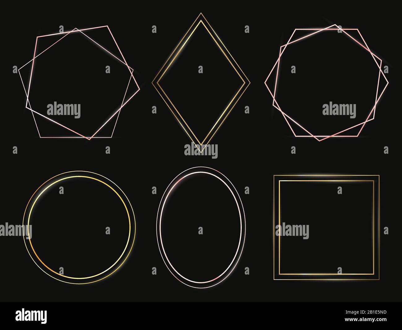 Golden Frames Rose Gold Frame Premium Minimalist Thin Borders And Rich Circle Vector Set Stock Vector Image Art Alamy
