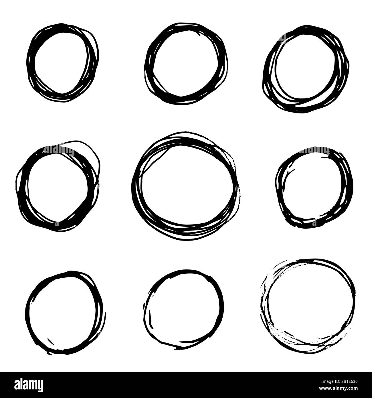 Set of Hand Drawn Scribble Circles. Grunge circle set. Round Frames ...