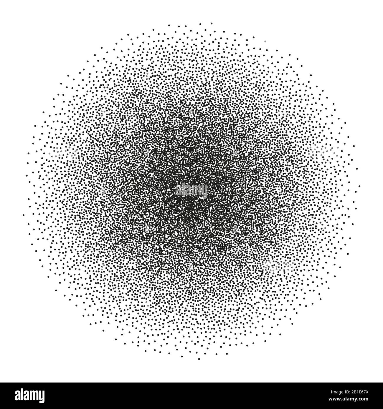 Stipple spray circle. Vector ink dotted monochrome texture. Halftone round gradient Stock Vector