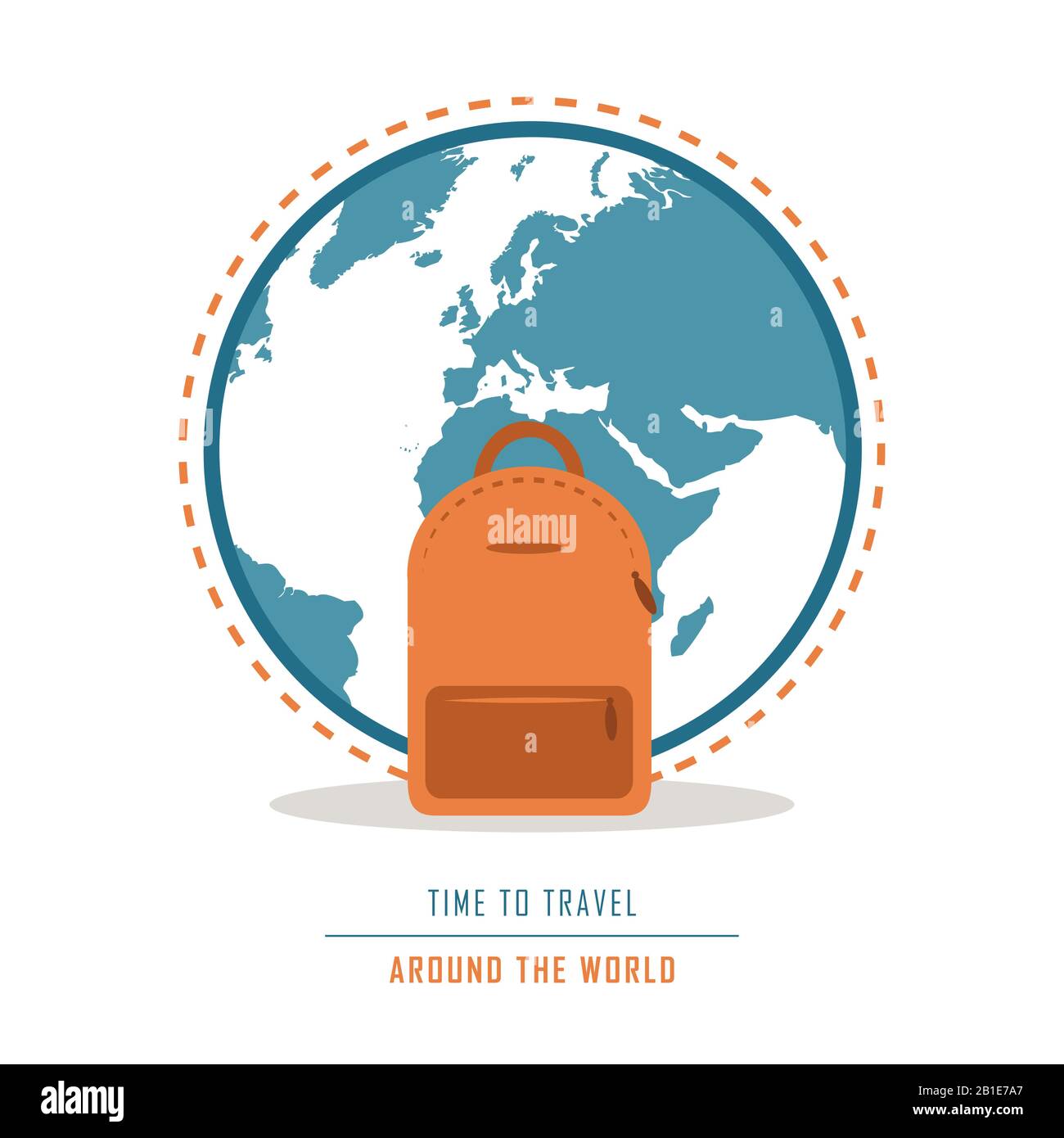 time to travel around the world with backpack vector illustration EPS10 Stock Vector