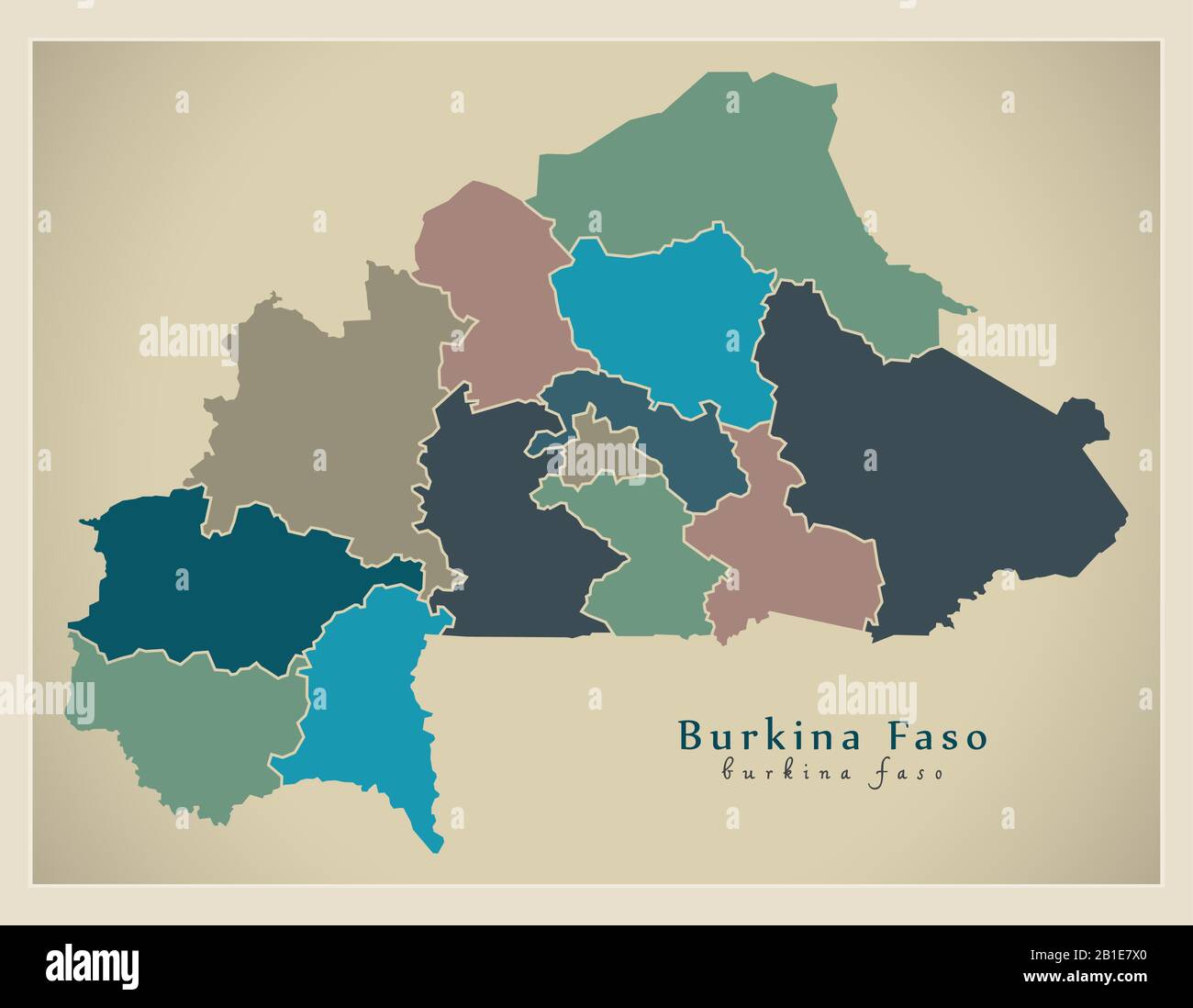 Modern Map Burkina Faso With Different Colored Regions Update 2020 2B1E7X0 