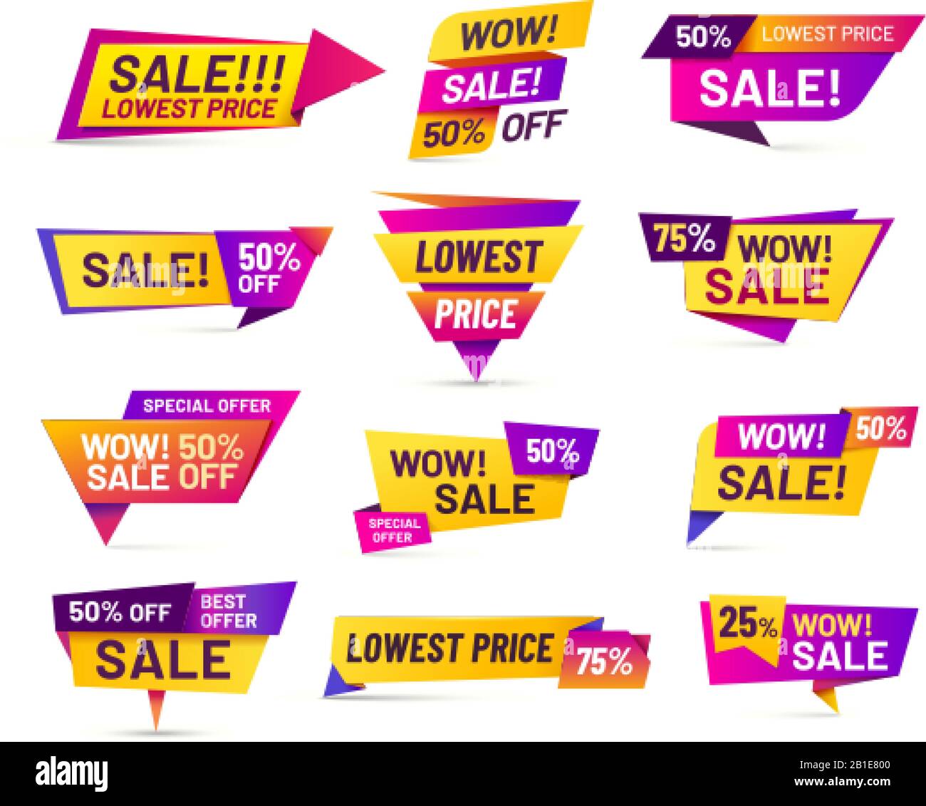 Set of retail sale tags. Stickers best offer price and big sale pricing tag  badge design. Limited sales offer label or store discount banner card  isolated. Shopping coupon. Vector illustration.
