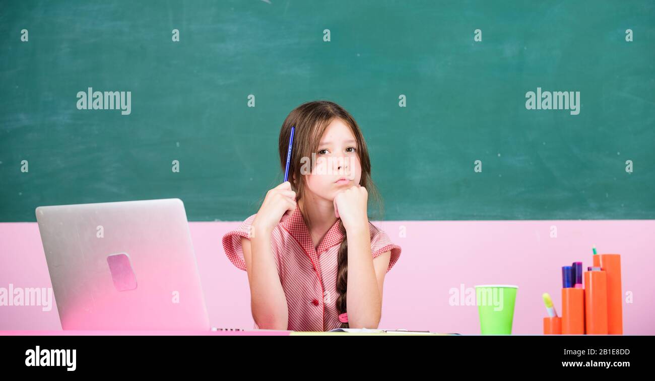 Elementary School 4g Internet For Weblog Small Girl Pupil With