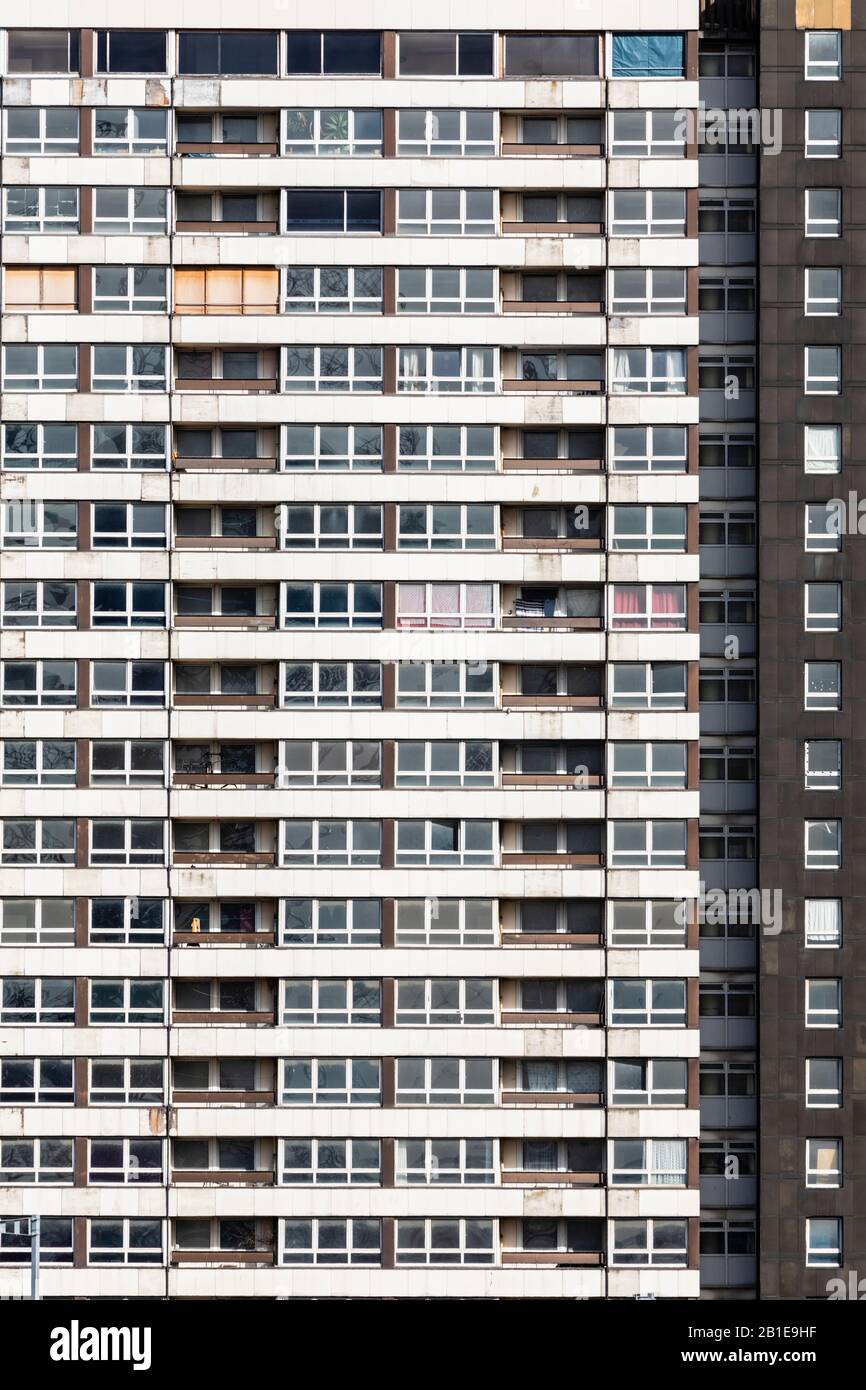 Facade of a block of residential flats in Stratford, London, UK. Stock Photo
