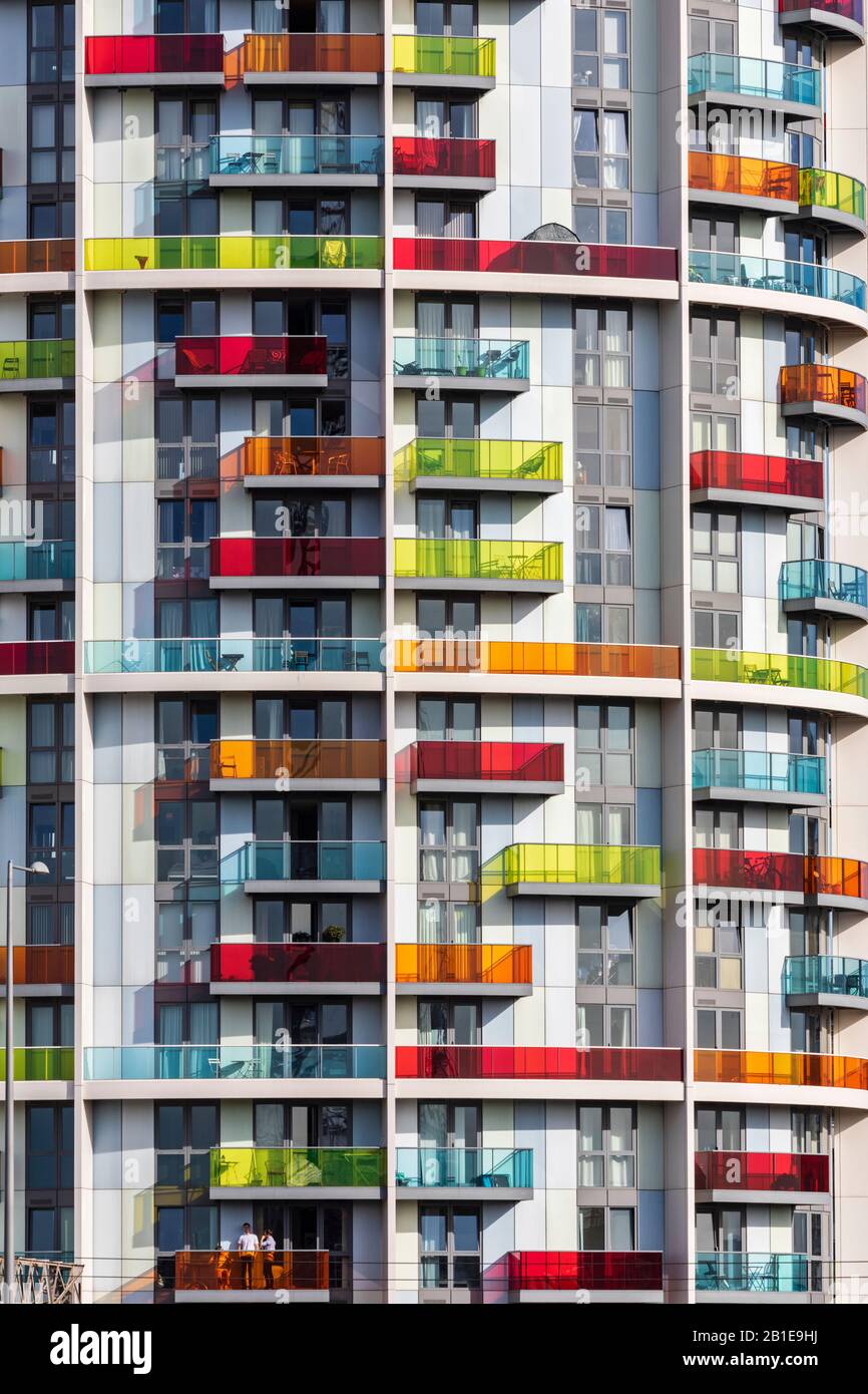 Exterior facade view of the Icona Point Tower residential building in Stratford, London, UK. Stock Photo