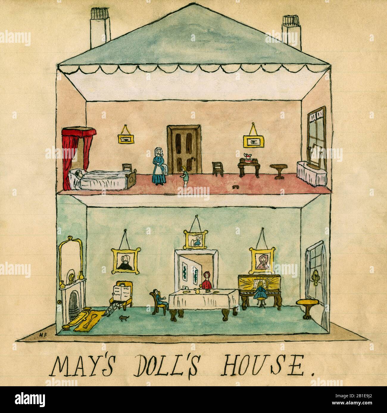 驚きの価格 Late 19th century doll's house or dollhouse. Painted circa アート・デザイン・音楽