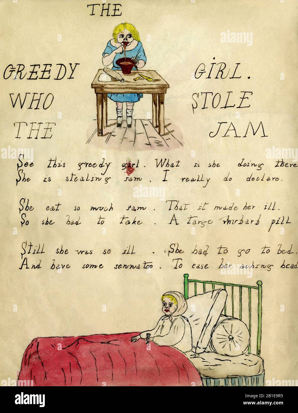 Using Greedy Girl Handwritten verse by child hi-res stock photography and images - Alamy