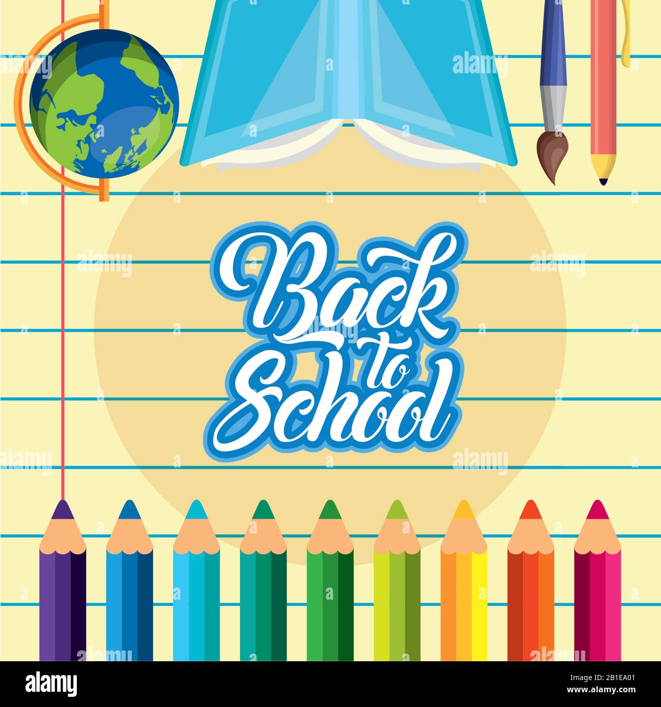 back to school poster with colors pencils Stock Vector Image & Art - Alamy