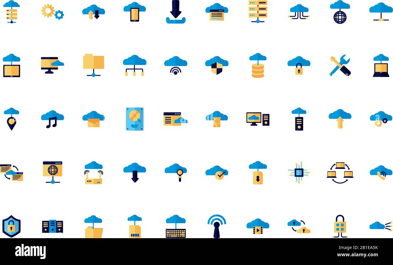 bundle of cloud computing flat style icons Stock Vector Image & Art - Alamy
