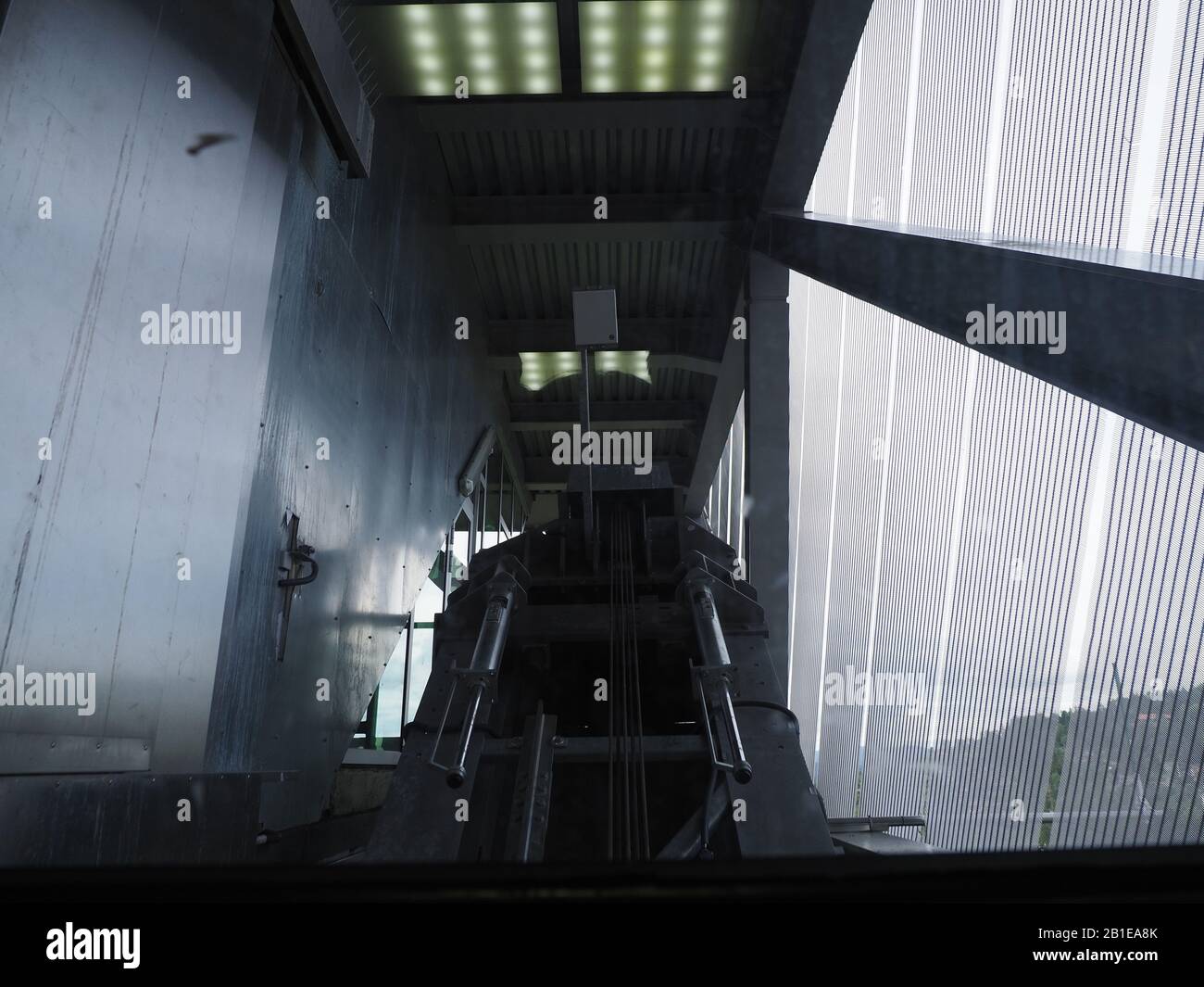 Inside construction of ski jump elevator in Holmenkollen near european