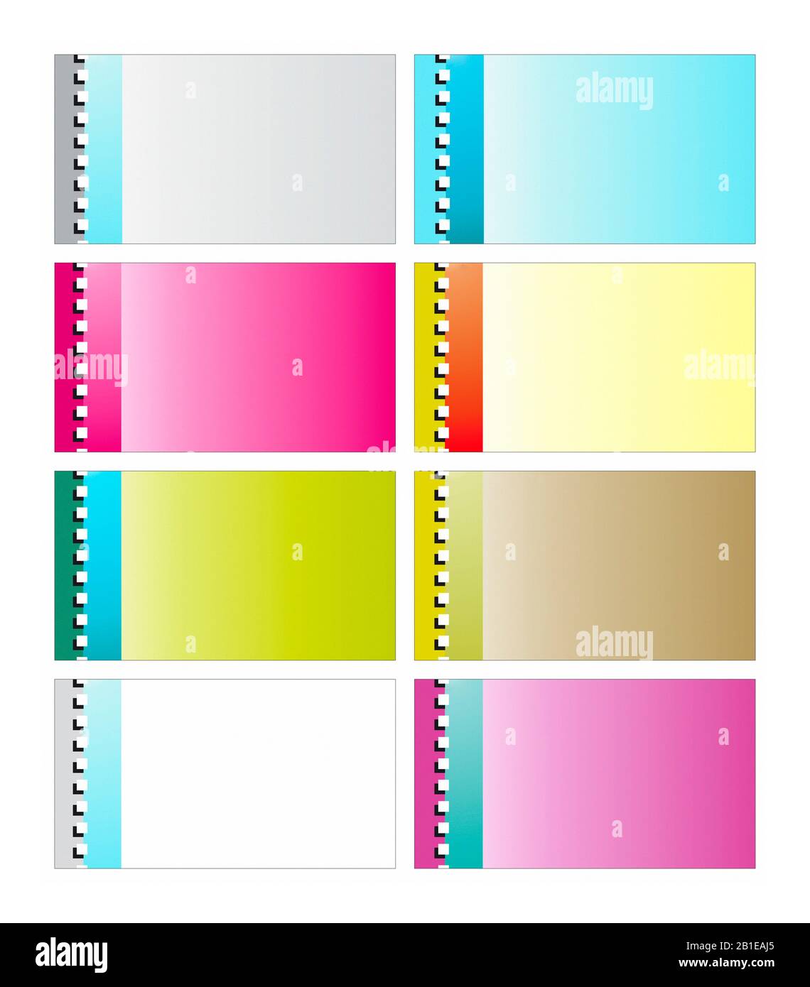 Computer graphic, empty business cards in various color combinations Stock Photo