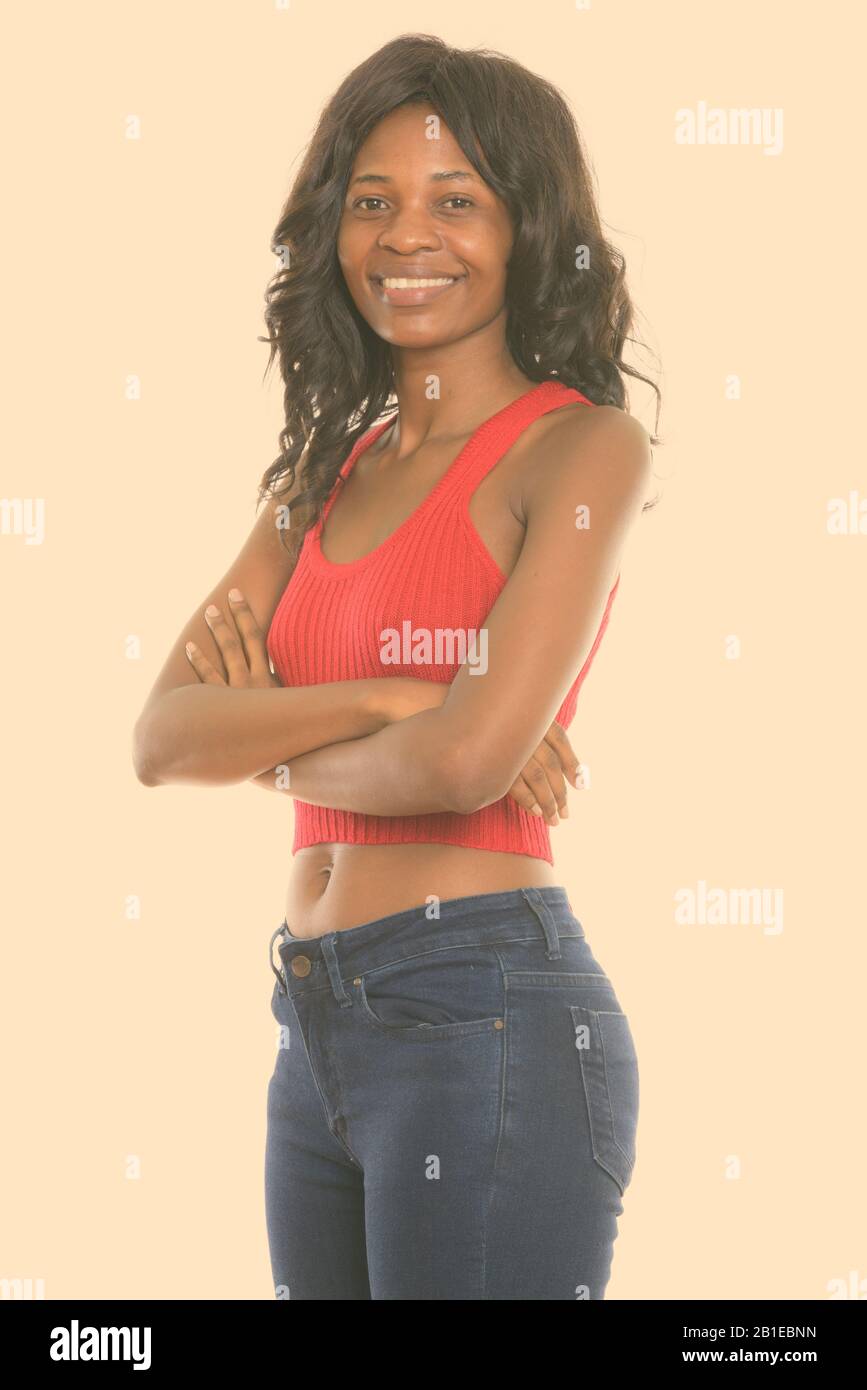 Young african woman smiling camera hi-res stock photography and images ...