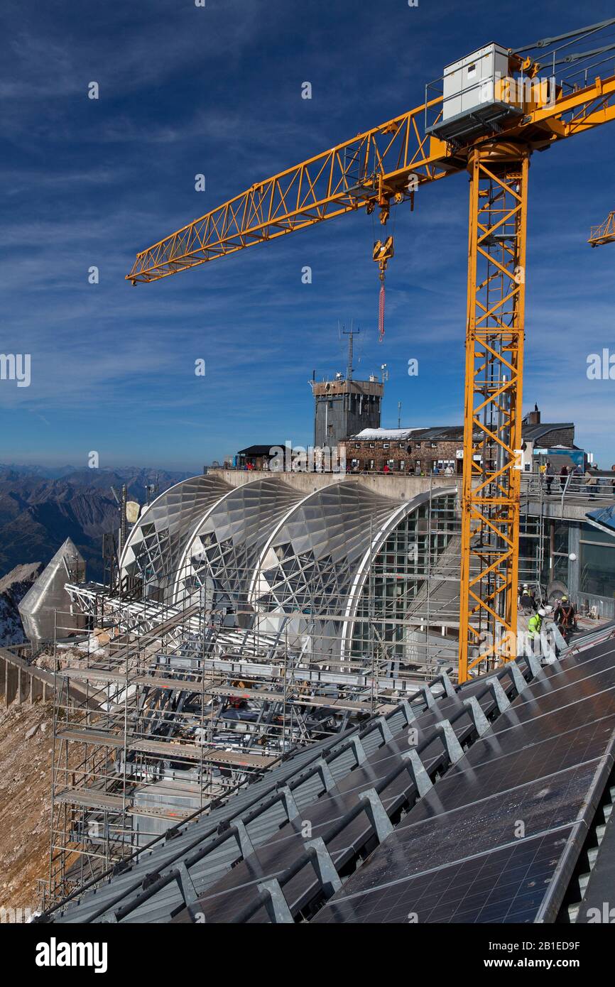Construction site of the Zugspitze mountain station, Garmisch-Partenkirchen, Bavaria, Germany Stock Photo