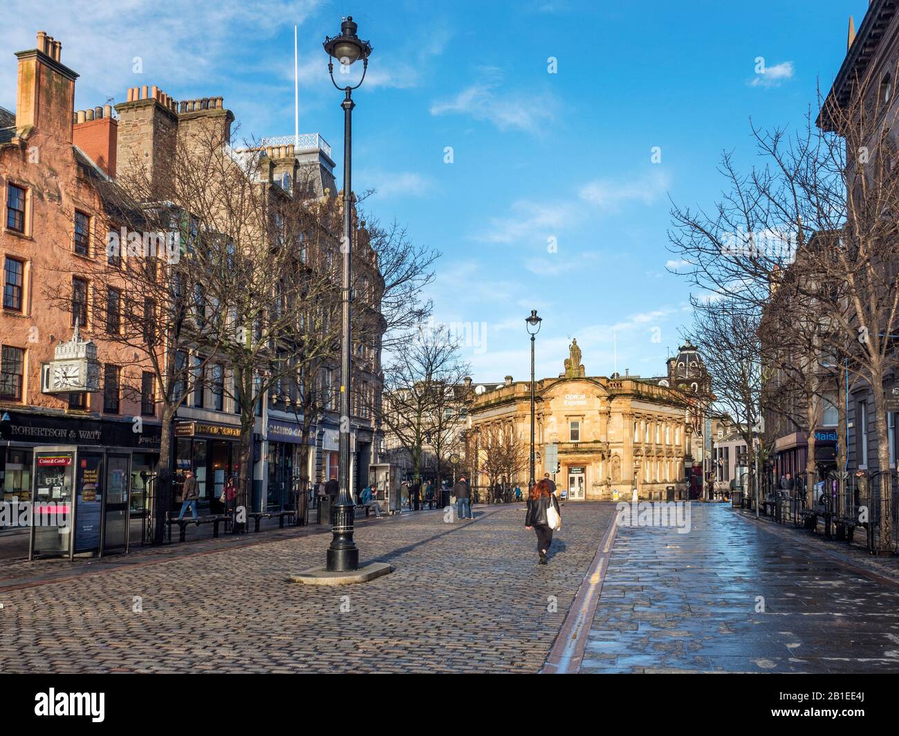 High Street and the former Clydesdale Bank Building in winter sunlight Dundee Scotland Stock Photo