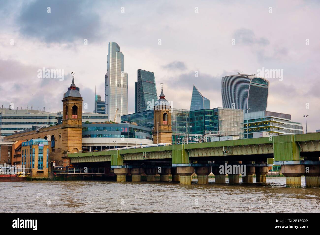 Cannon Street Station,Rooftop Gardens,River Thames,Railway Bridge,City of London,London,England Stock Photo