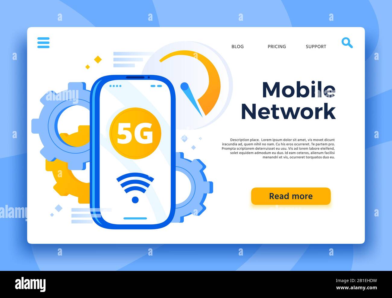Mobile 5G network landing page. Communication system, cellular ...