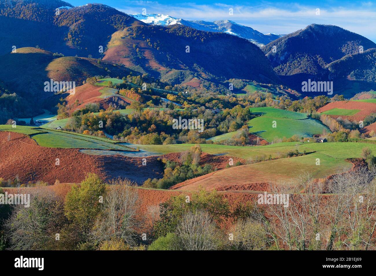 Baretous valley in autumn, Bearn, Pyrenees Atlantiques, France Stock Photo