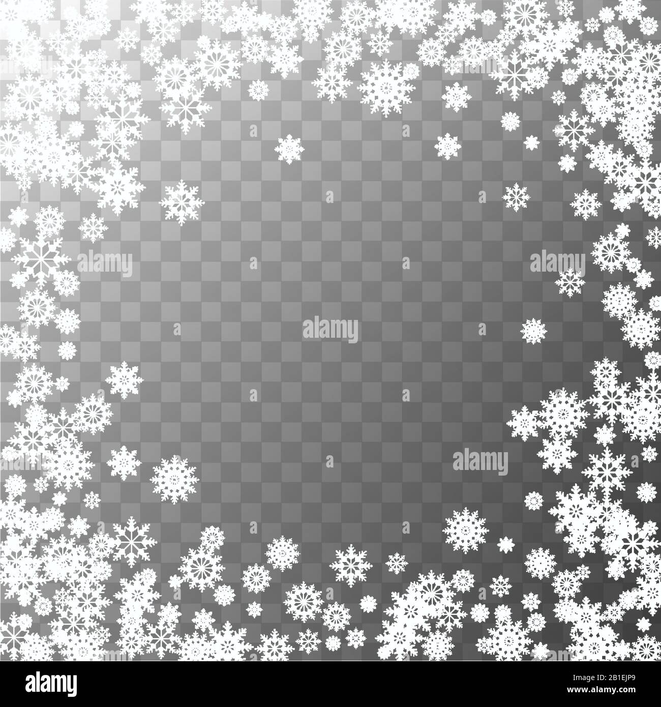 Falling white snowflakes isolated on transparent background. Snow ...