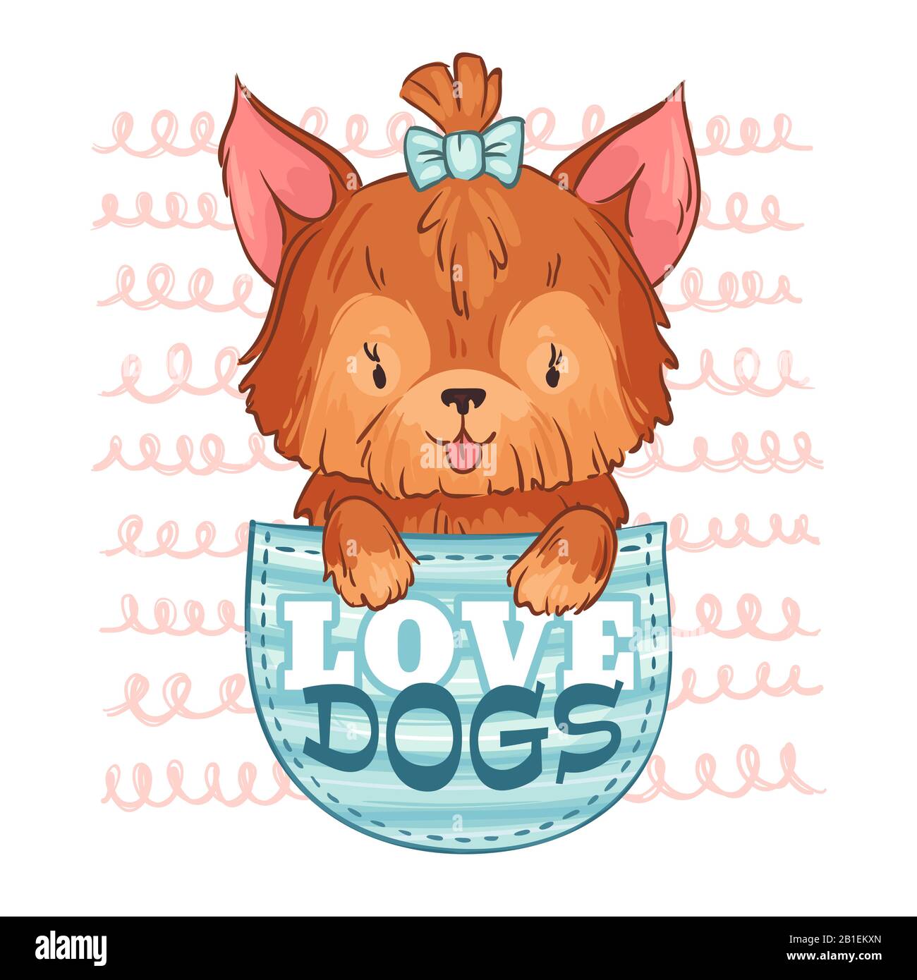 Cute pocket dog. Love dogs, little puppy and cartoon pet vector ...