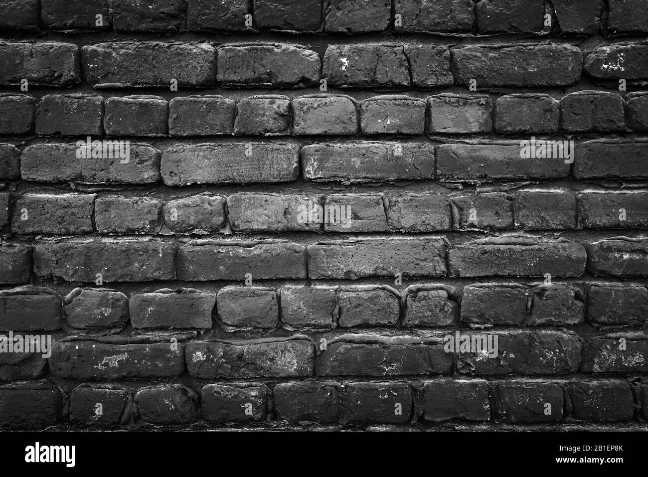 light and dark gray bricks on the wall decoration for background Stock Photo
