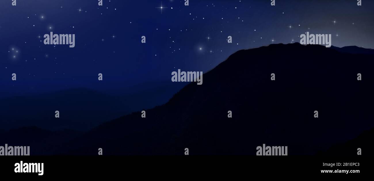 Night starry background on top of mountain Stock Photo