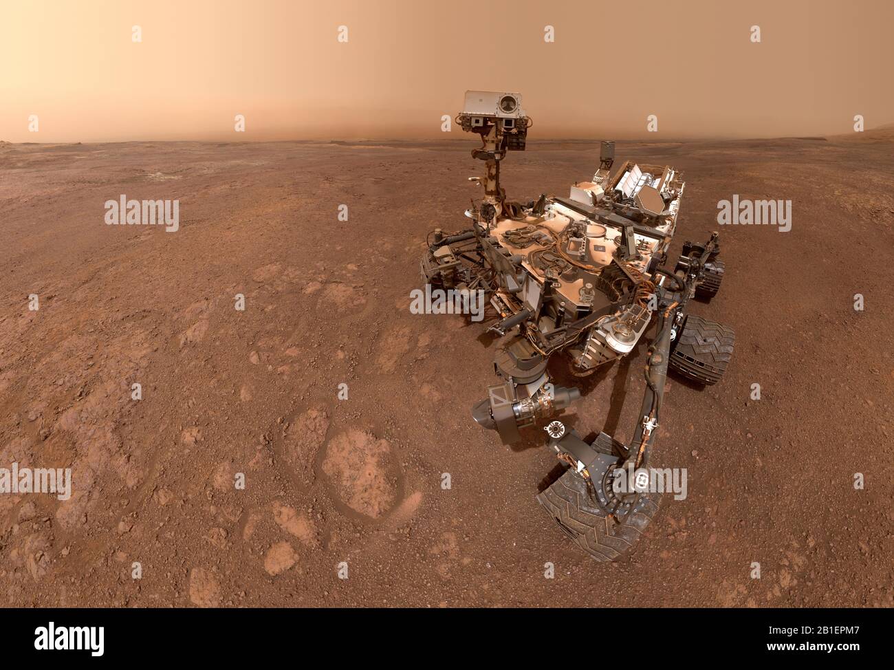 MARS - 15 Jan 2019 - A selfie taken by NASA's Curiosity Mars rover on Sol 2291 (January 15) at the 'Rock Hall' drill site, located on Vera Rubin Ridge Stock Photo