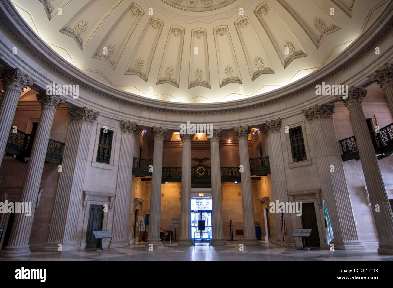 Inside the domed Federal Hall in New York City, site of the first capitol of the United States and later a customs house. USA Stock Photo