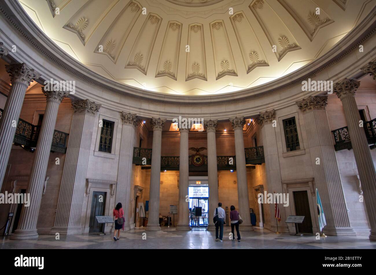 Inside the domed Federal Hall in New York City, site of the first capitol of the United States and later a customs house. USA Stock Photo