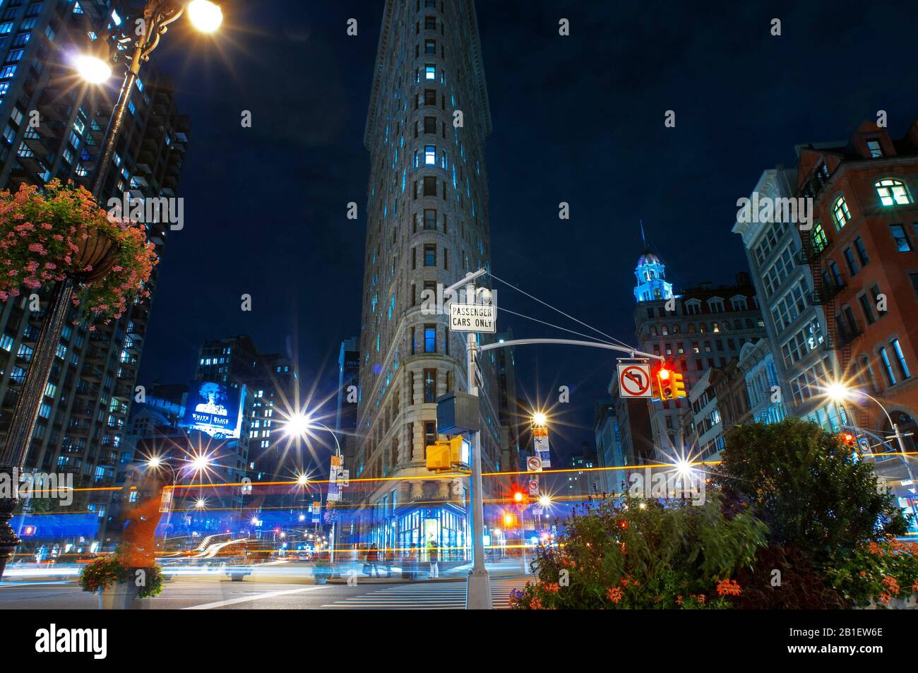 The Flatiron building at night. One of the first skyscrapers of New