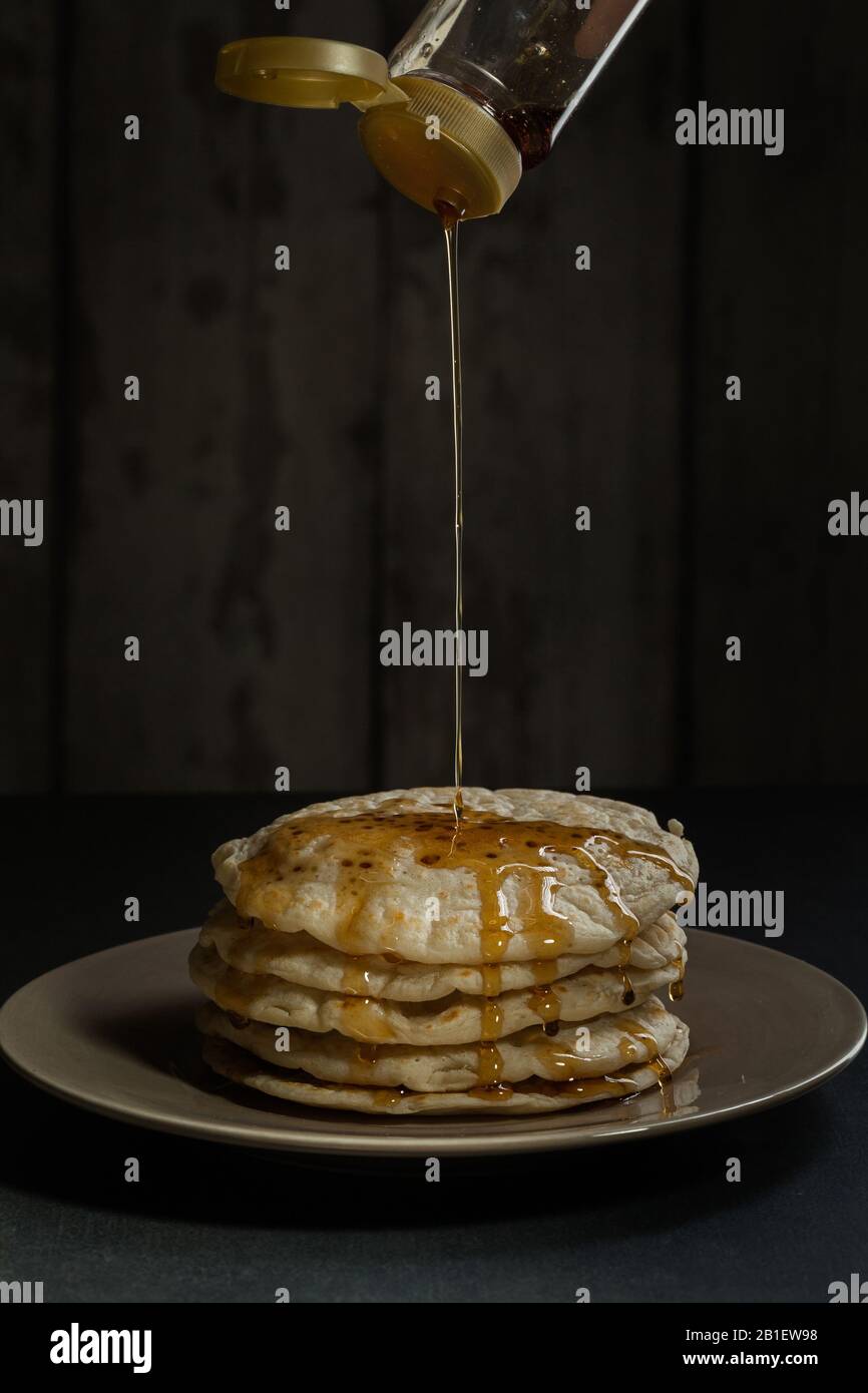 Pancakes and Maple Syrup Stock Photo Alamy